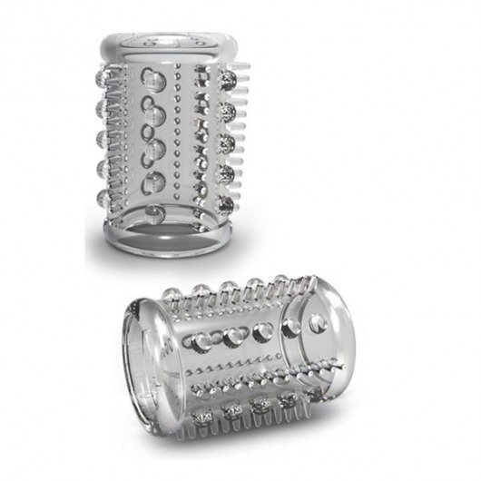 Прозрачная насадка с шипами и шишечками STAY HARD COCK SLEEVE 03 CLEAR - Blush Novelties - в Пушкино купить с доставкой
