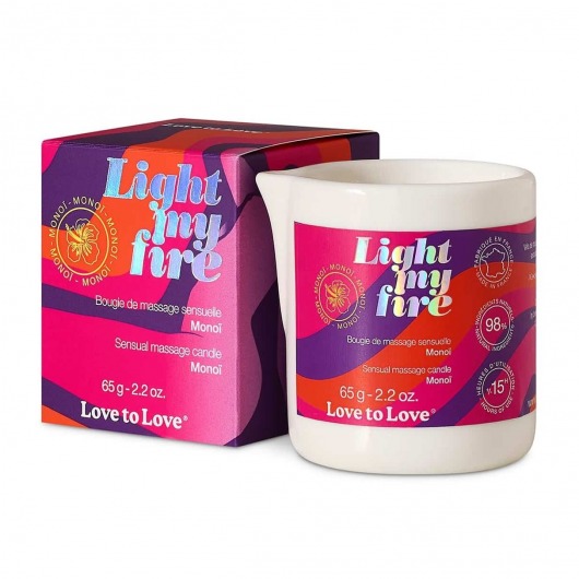 Массажная свеча Light My Fire с ароматом моной - 80 мл. - Love to Love - купить с доставкой в Пушкино