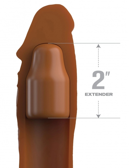 Коричневая насадка на член 2  Silicone X-tension - 20,3 см. - Pipedream - в Пушкино купить с доставкой