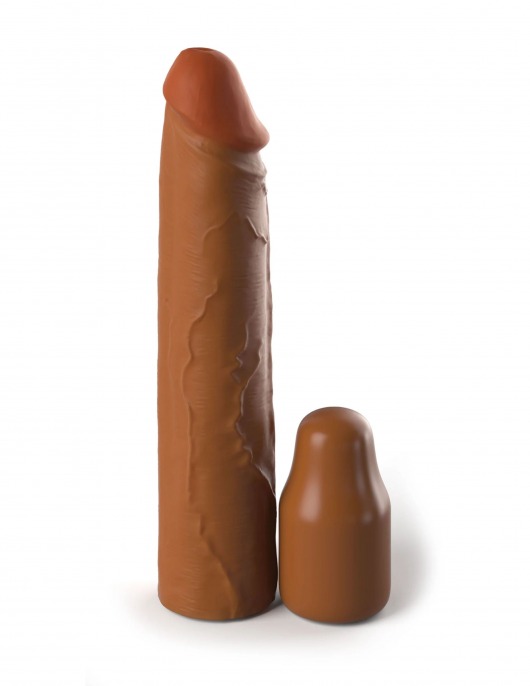 Коричневая насадка на член 2  Silicone X-tension - 20,3 см. - Pipedream - в Пушкино купить с доставкой