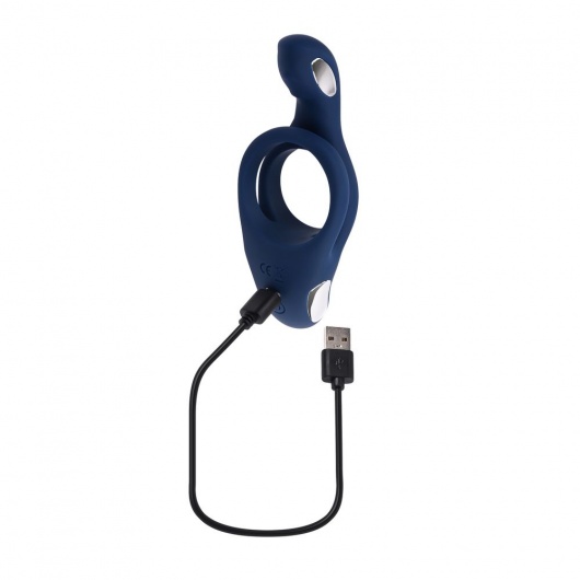 Синее эрекционное виброкольцо с двойным подхватом мошонки Ring Around The Rosy - Zero Tolerance - в Пушкино купить с доставкой