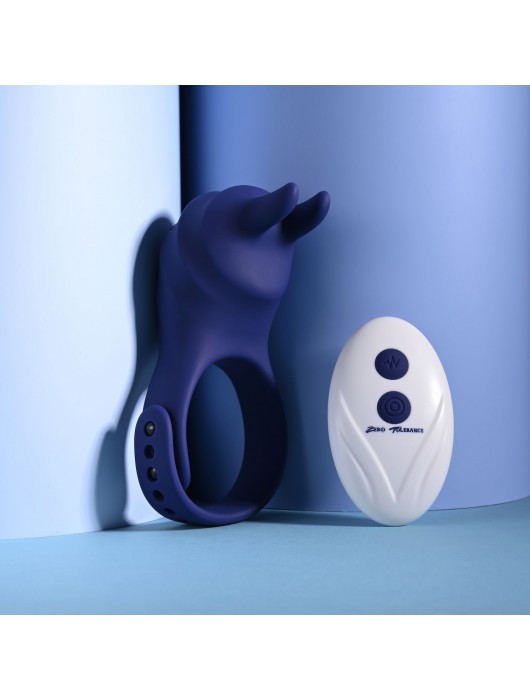 Синее эрекционное виброкольцо с клиторальной подушечкой и пультом ДУ Adjustable Fun Ring - Zero Tolerance - в Пушкино купить с доставкой