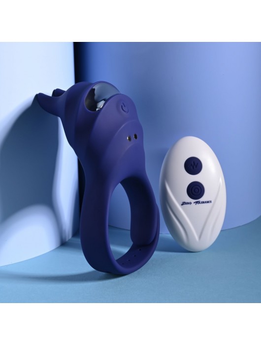 Синее эрекционное виброкольцо с клиторальной подушечкой и пультом ДУ Adjustable Fun Ring - Zero Tolerance - в Пушкино купить с доставкой