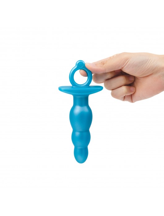 Голубая анальная пробка-елочка из силикона Bounce Plug - 14,3 см. - b-Vibe