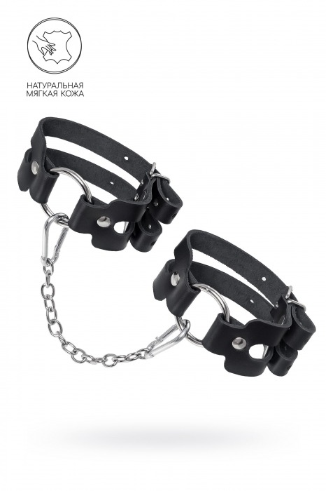 Черные кожаные оковы из двух ремешков - Pecado - купить с доставкой в Пушкино