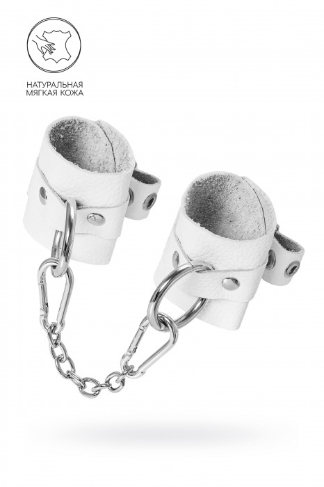 Белые мягкие кожаные наручники с люверсами - Pecado - купить с доставкой в Пушкино