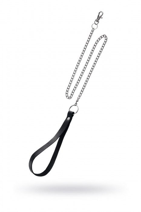 Поводок с ручкой из черной натуральной кожи и карабином для ошейника - Pecado - купить с доставкой в Пушкино