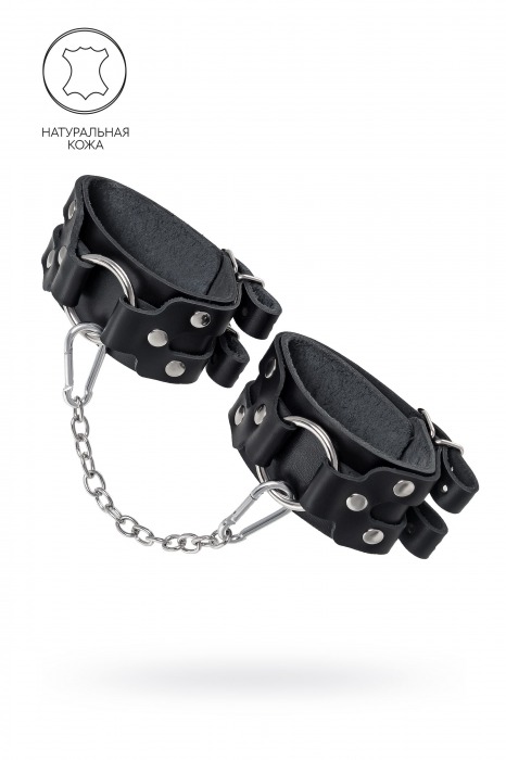Черные кожаные оковы с двумя ремешками - Pecado - купить с доставкой в Пушкино