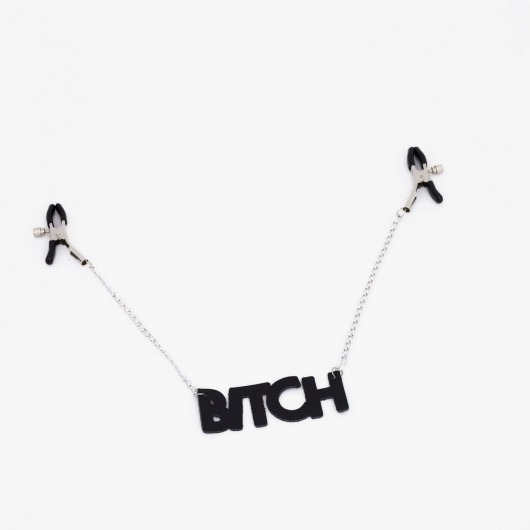 Зажимы на соски с кожаной подвеской Bitch - Crazy Handmade - купить с доставкой в Пушкино