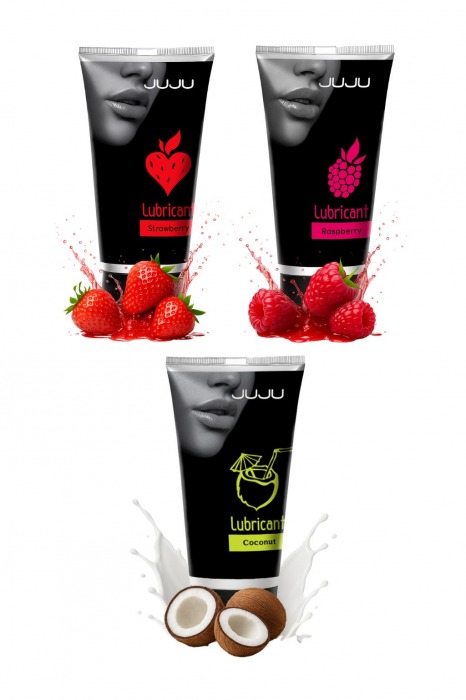 Набор из 3 съедобных лубрикантов JUJU (клубника, малина, кокос) - JuJu - купить с доставкой в Пушкино