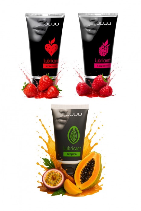 Набор из 3 съедобных лубрикантов JUJU (клубника, малина, тропические фрукты) - JuJu - купить с доставкой в Пушкино