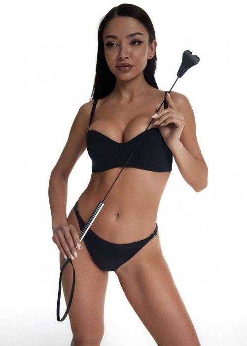 Стек с черным кожаным наконечником в виде сердца и металлической ручкой - 67 см. - Crazy Handmade - купить с доставкой в Пушкино