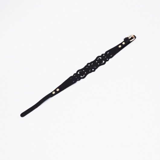 Черный ажурный чокер с золотистой фурнитурой - Crazy Handmade - купить с доставкой в Пушкино