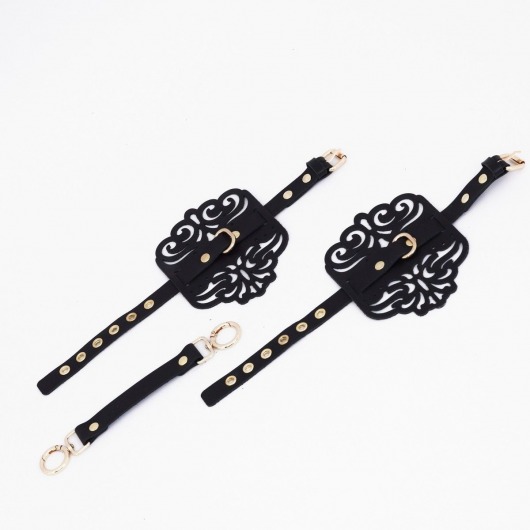 Черный фигурные оковы с золотистой фурнитурой - Crazy Handmade - купить с доставкой в Пушкино