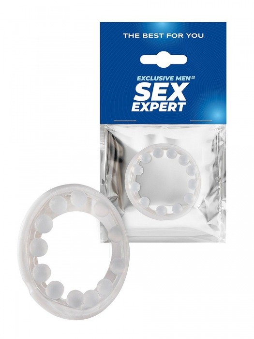 Эрекционное кольцо со стимулирующими шариками на поверхности - Sex Expert - в Пушкино купить с доставкой
