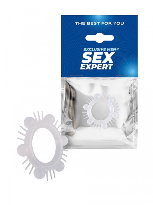 Эластичное эрекционное кольцо с шипиками и шариками - Sex Expert - в Пушкино купить с доставкой