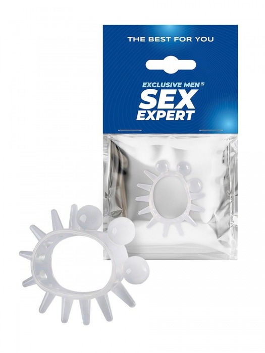 Эластичное эрекционное кольцо с шариками и лучами - Sex Expert - в Пушкино купить с доставкой