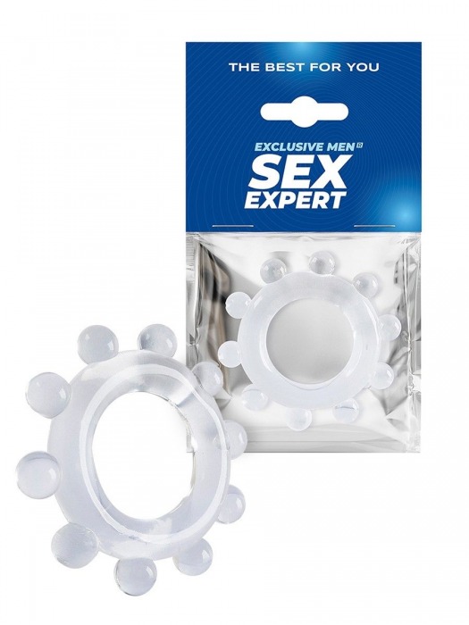Прозрачное эрекционное кольцо со стимулирующими шариками - Sex Expert - в Пушкино купить с доставкой