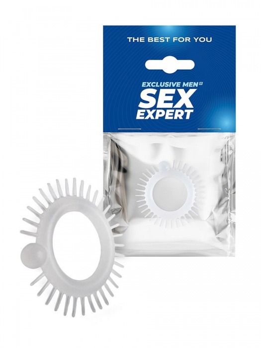 Эластичное эрекционное кольцо с шипиками и шариком - Sex Expert - в Пушкино купить с доставкой