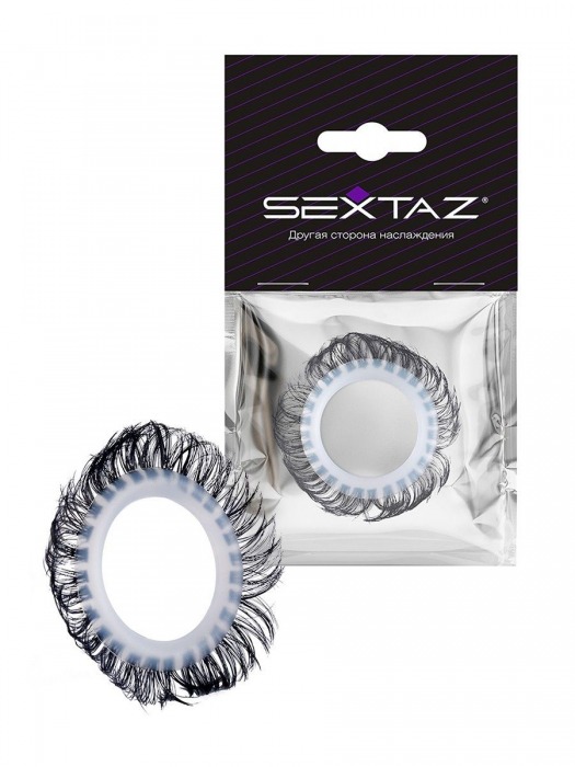 Эластичное эрекционное колечко с черными «ресничками» - Sextaz - в Пушкино купить с доставкой