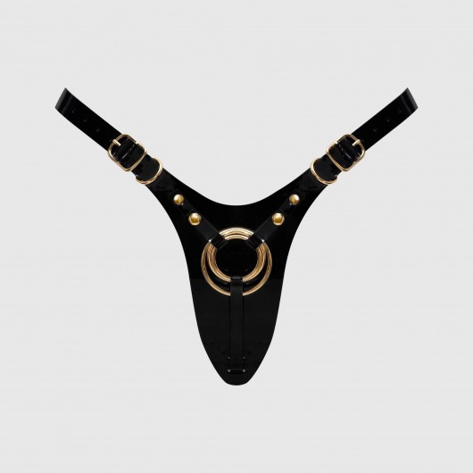 Черный пояс для фиксации насадок Strap-On-Me Leatherette Harness Fabulous - Strap-on-me - купить с доставкой в Пушкино