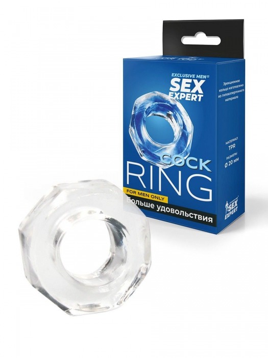 Прозрачное эрекционное кольцо в форме гайки - Sex Expert - в Пушкино купить с доставкой