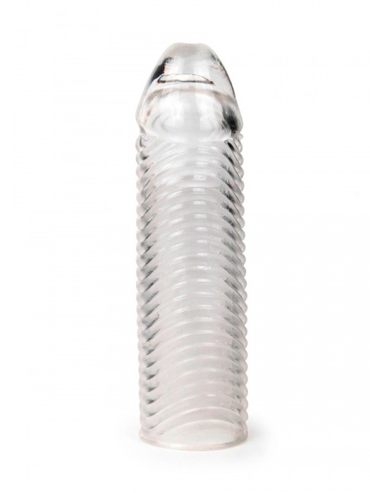 Прозрачная закрытая насадка на пенис с ребрышками - 16 см. - Sex Expert - в Пушкино купить с доставкой