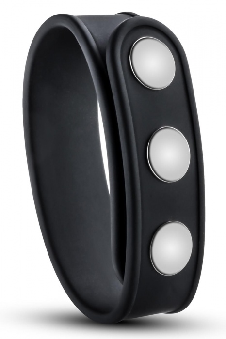 Черное эрекционное кольцо на кнопках - Blush Novelties - в Пушкино купить с доставкой