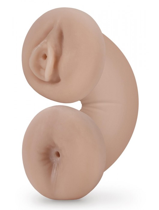 Телесный люминесцентный двусторонний мастурбатор Tasha - Blush Novelties - в Пушкино купить с доставкой