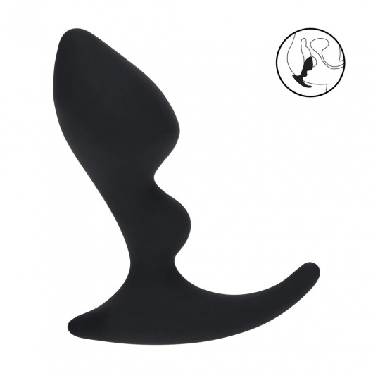 Черная анальная пробка для массажа простаты Double Ripple Silicone Prostate Massager - Shots Media BV - в Пушкино купить с доставкой