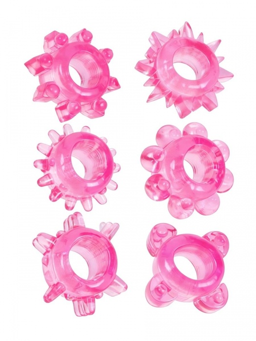 Набор из 6 розовых эрекционных колец с различным рельефом - Erowoman-Eroman - в Пушкино купить с доставкой