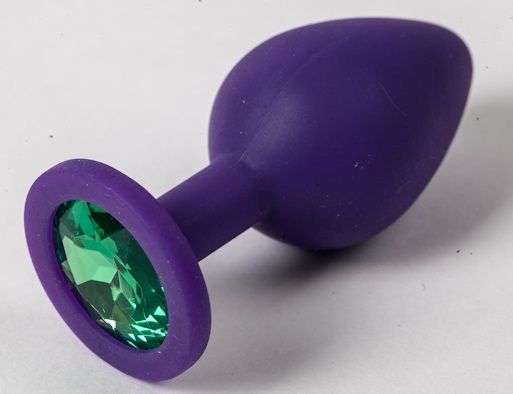 Фиолетовая силиконовая пробка с зеленым кристаллом - 9,5 см. - 4sexdreaM - купить с доставкой в Пушкино
