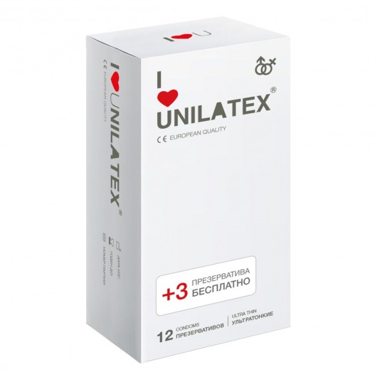 Ультратонкие презервативы Unilatex Ultra Thin - 12 шт. + 3 шт. в подарок - Unilatex - купить с доставкой в Пушкино