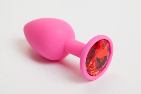 Розовая анальная пробка с красным кристаллом - 9,5 см. - 4sexdreaM - купить с доставкой в Пушкино