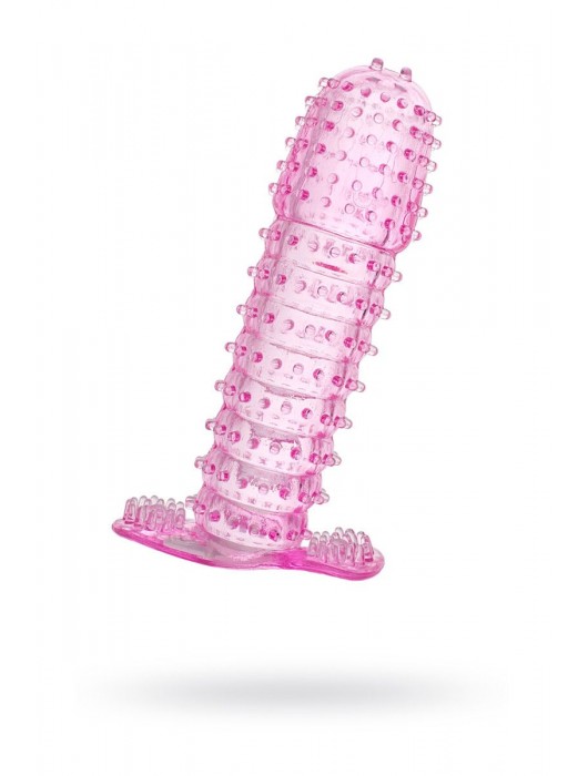Гелевая розовая насадка с шипами - 12 см. - Toyfa Basic - в Пушкино купить с доставкой
