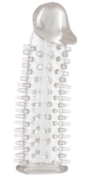 Прозрачная насадка на половой член с закрытой головкой и шипами - 12,5 см. - Toyfa Basic - в Пушкино купить с доставкой