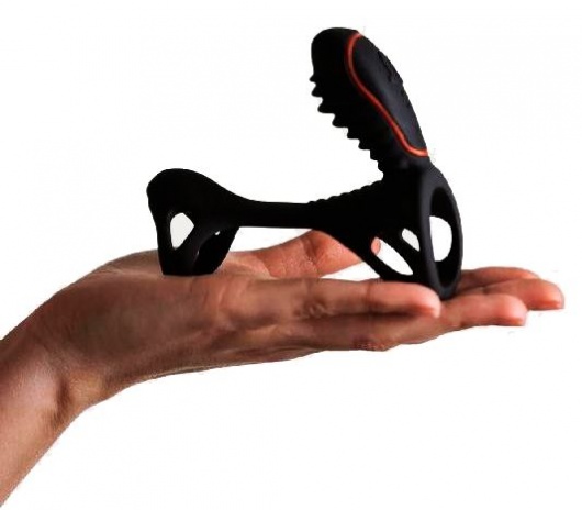 Чёрная насадка на фаллос Gladiator + LRS  с трехкнопочным пультом управления - Adrien Lastic - в Пушкино купить с доставкой