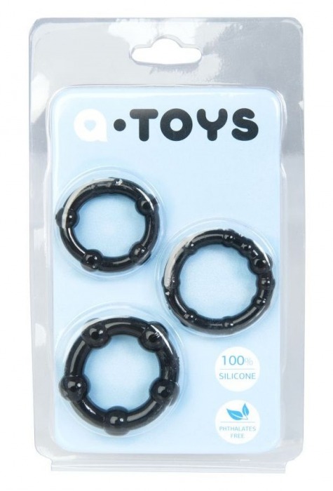 Набор из 3 чёрных эрекционных колец A-toys - A-toys - в Пушкино купить с доставкой