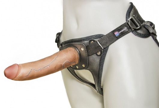 Насадка-фаллоимитатор на кожаных трусиках Harness Ultra Realistic 7  - 18 см. - LOVETOY (А-Полимер) - купить с доставкой в Пушкино
