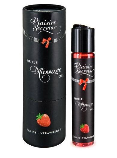 Массажное масло с ароматом клубники Huile de Massage Gourmande Fraise des Bois - 59 мл. - Plaisir Secret - купить с доставкой в Пушкино
