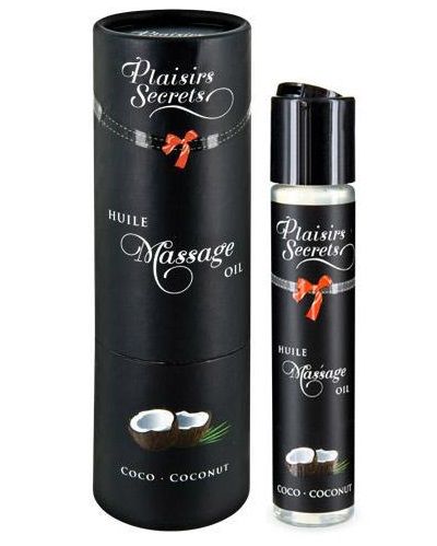 Массажное масло с ароматом кокоса Huile de Massage Gourmande Coco - 59 мл. - Plaisir Secret - купить с доставкой в Пушкино