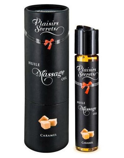Массажное масло с ароматом карамели Huile de Massage Gourmande Caramel - 59 мл. - Plaisir Secret - купить с доставкой в Пушкино