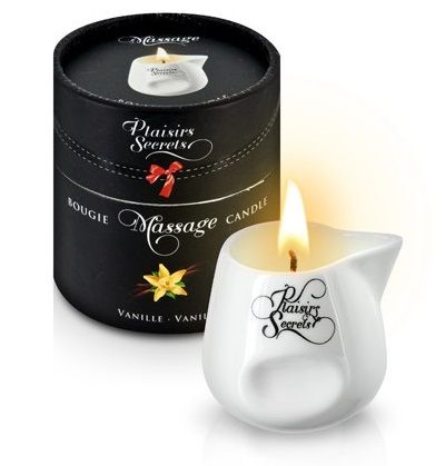Массажная свеча с ароматом ванили Bougie Massage Gourmande Vanille - 80 мл. - Plaisir Secret - купить с доставкой в Пушкино