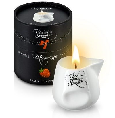 Массажная свеча с ароматом клубники Bougie de Massage Gourmande Fraise - 80 мл. - Plaisir Secret - купить с доставкой в Пушкино