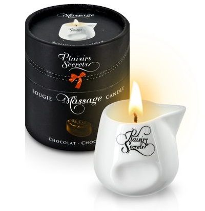 Массажная свеча с ароматом шоколада Bougie de Massage Gourmande Chocolat - 80 мл. - Plaisir Secret - купить с доставкой в Пушкино