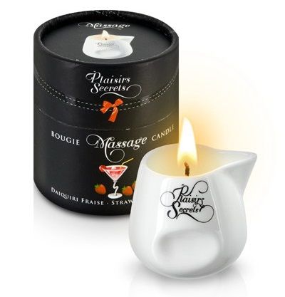 Массажная свеча с ароматом клубничного дайкири Bougie de Massage Daikiri Fraise - 80 мл. - Plaisir Secret - купить с доставкой в Пушкино