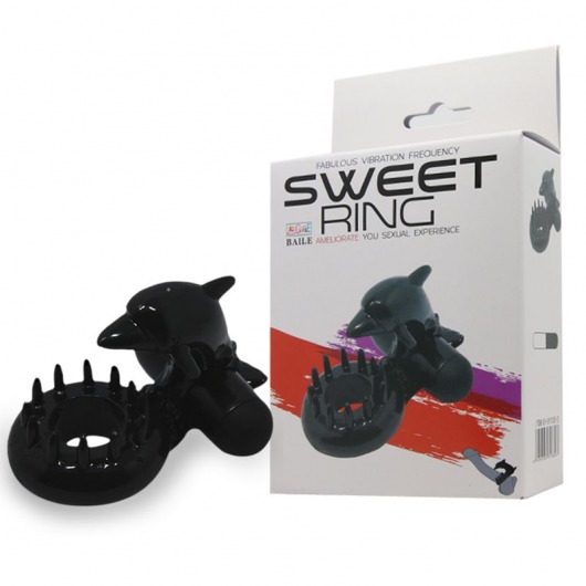 Чёрное эрекционное виброкольцо Sweet Ring с дельфинчиком - Baile - в Пушкино купить с доставкой