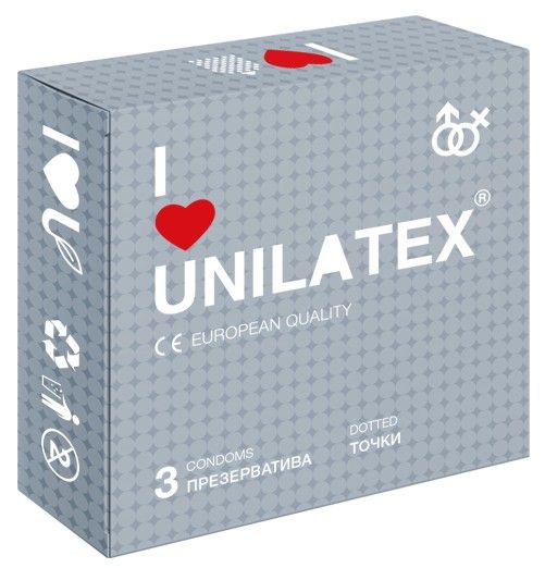 Презервативы с точками Unilatex Dotted - 3 шт. - Unilatex - купить с доставкой в Пушкино