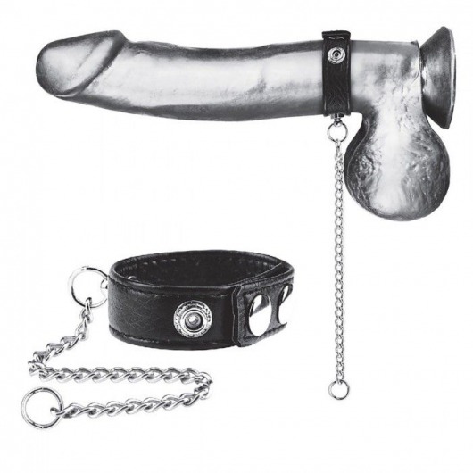 Утяжка на пенис с поводком Snap Cock Ring With 12  Leash - BlueLine - купить с доставкой в Пушкино