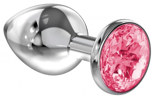Большая серебристая анальная пробка Diamond Pink Sparkle Large с розовым кристаллом - 8 см. - Lola Games - купить с доставкой в Пушкино